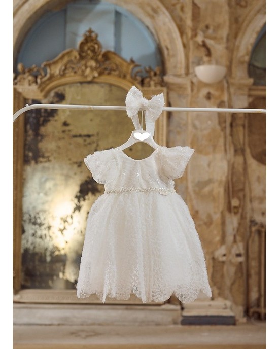 Baptism dress made of tulle and sequins Christening clothes