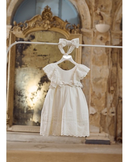 Baptism dress made of cotton broderie lace in off white Christening clothes