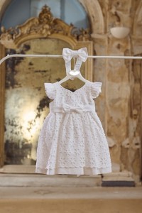Baptism dress made of cotton broderie lace in white