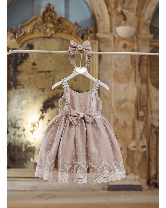 Cotton baptism dress with french lace Christening clothes