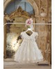 Baptism dress made of tulle and french lace in ivory Christening clothes