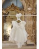 Ivory baptism dress made of glitter tulle and feathers Christening clothes
