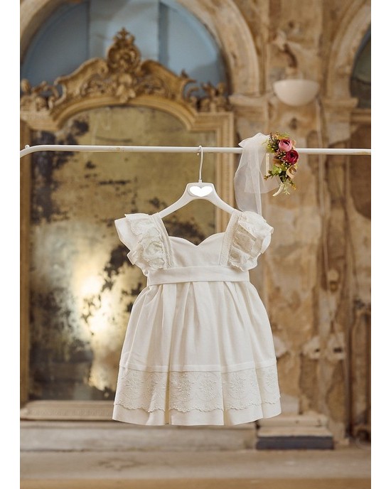 Ivory baptism dress made of cotton with broderie lace Christening clothes