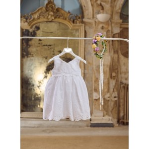 Baptism dress made of  broderie lace in white