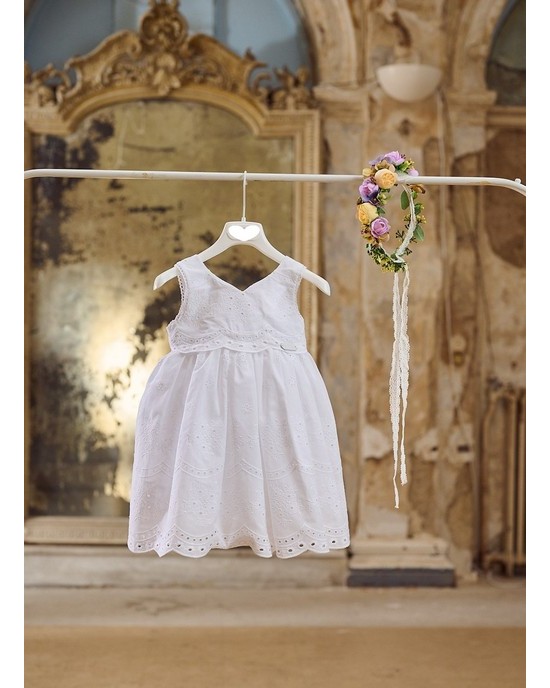Baptism dress made of  broderie lace in white Christening clothes