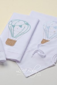 Oilcloth for boy with embroidery hot air balloon