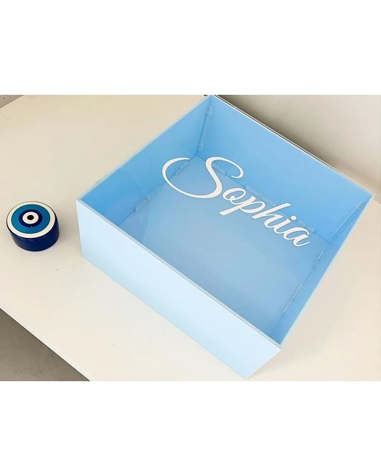Κουτί βαπτιστικών για αγόρι γαλάζιο με διάφανο καπάκι Κουτιά Βάπτισης