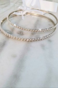 Silver plated wedding wreaths with pearls and crystlas in double row