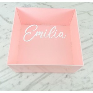 Κουτί βαπτιστικών για κορίτσι απαλό ροζ με διάφανο καπάκι