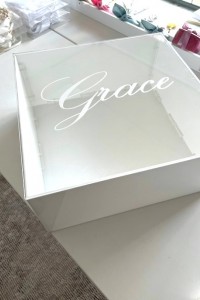 Christening square white box for boy and girl baptism