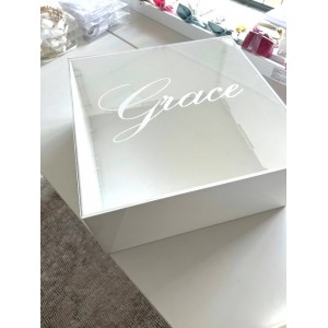 Christening square white box for boy and girl baptism