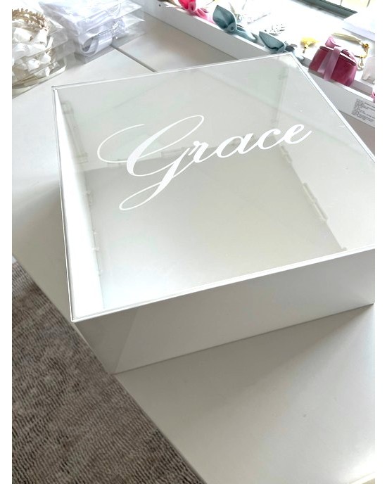 Κουτί βαπτιστικών για αγόρι και κορίτσι λευκό με διάφανο καπάκι Κουτιά Βάπτισης