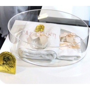 Christening transparent oval box for boy and girl baptism