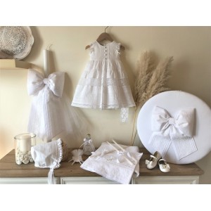 Christening set for girl made of nervir and daisy lace