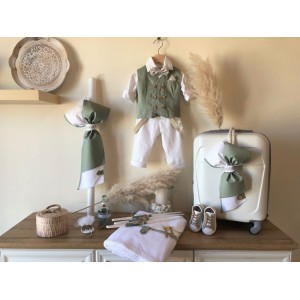 Christening set for boy in mint colour