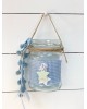 Μπομπονιέρα βάπτισης για αγόρι, γυάλινο φαναράκι διακοσμημένο με καρό ύφασμα και αστέρια  Μπομπονιέρες