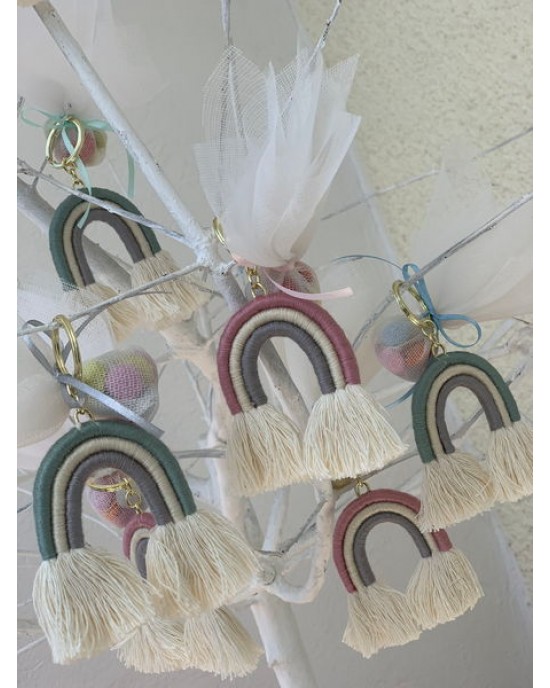 Christening favor for girl  and boy, keychain rainbow Favors