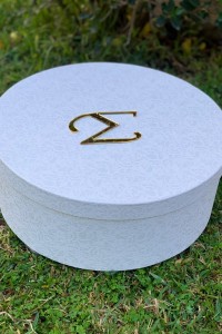 Christening round box for girl with monogram