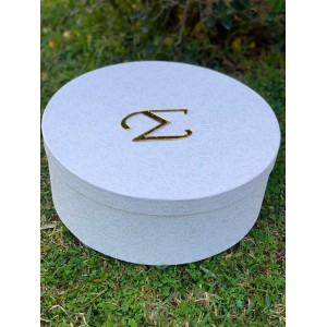 Christening round box for girl with monogram