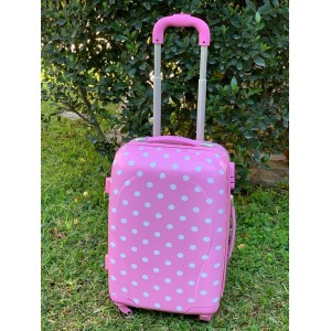 Trolley suitcase for christening, pink  polka dot