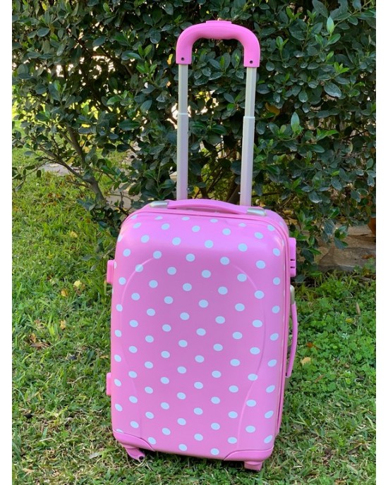 Trolley suitcase for christening, pink  polka dot Boxes 