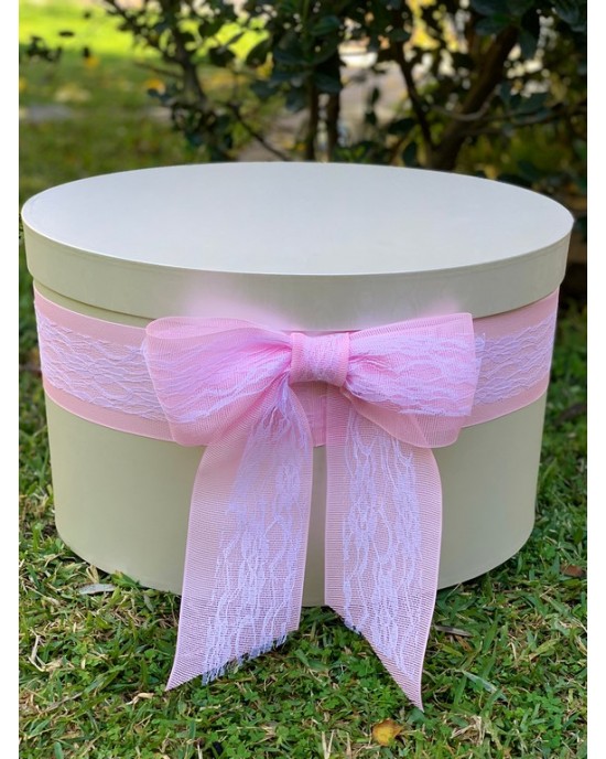 Christening box for girl with bow made of pink fabric and lace Boxes 