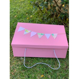 Christening box for girl with name of  the baby in little flags