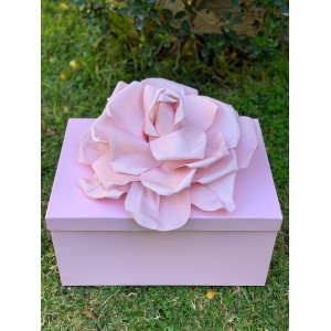 Christening box for girl pink with big flower