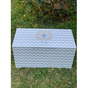 Christening wooden box in grey-white