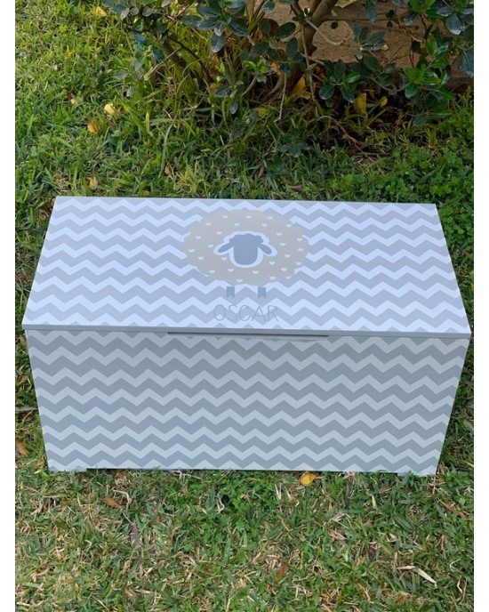 Christening wooden box in grey-white Boxes 