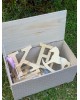 Christening wooden box in beige-white hearts patern. Boxes 