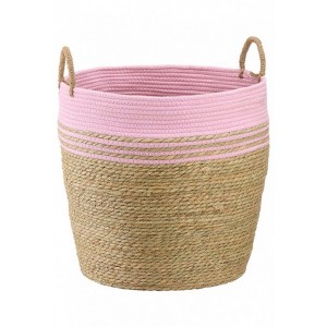 Big basket for baptism with baby pink or navy blue stripes