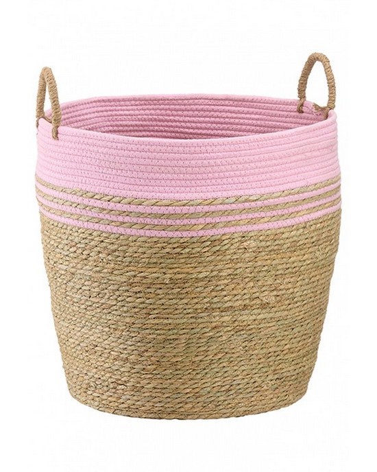 Big basket for baptism with baby pink or navy blue stripes Boxes 