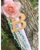 Chistening candle for girl with wooden monogram Christening candles