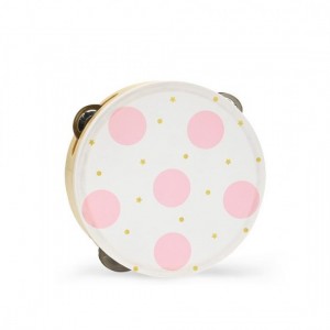Favor polka dot tambourine in pink, baby blue, mint