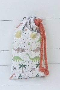 CHRISTENING FAVOR FOR BOY  POUCH WITH DINOSAURS