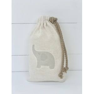 Christening favor for boy pouch with elephant