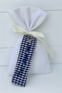 Christening favor for boy pouch with embroidered keychain 