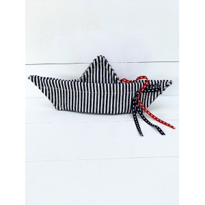 Christening favor for boy, fabric boat
