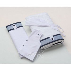 Oilclothes set for boy, with a band of blue navy fabric