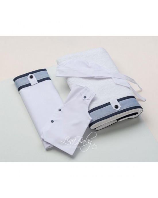 Oilclothes set for boy, with a band of blue navy fabric Oilcloth sets