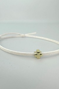 Christening martyrika for boy or girl , bracelets made of suade cord with gold square cross