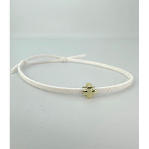 Christening martyrika for boy or girl , bracelets made of suade cord with gold square cross