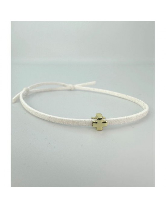 Christening martyrika for boy or girl , bracelets made of suade cord with gold square cross Martirika