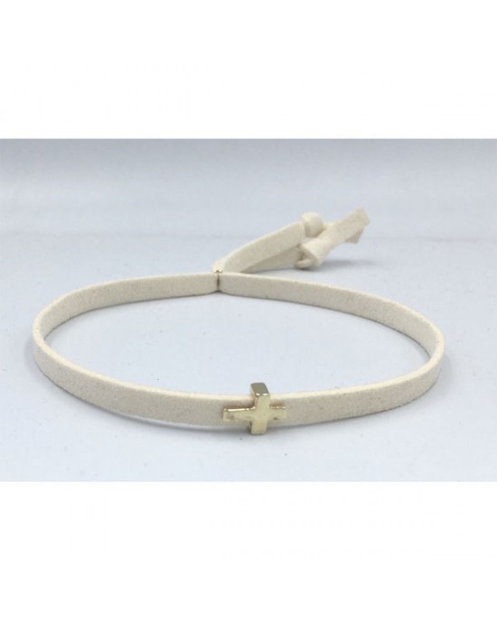 Christening martyrika for boy or girl , bracelets made of suade cord with gold cross Martirika