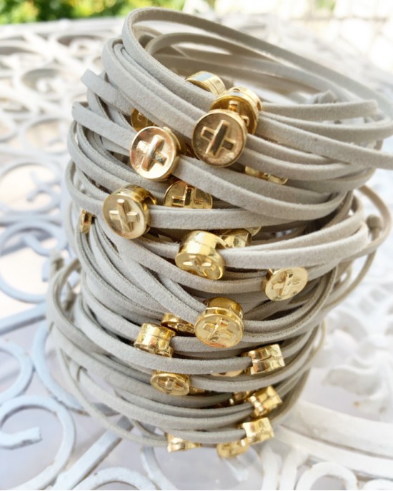 Christening martyrika for  boy or girl ,  bracelets  made of suade cord with gold cross Martirika