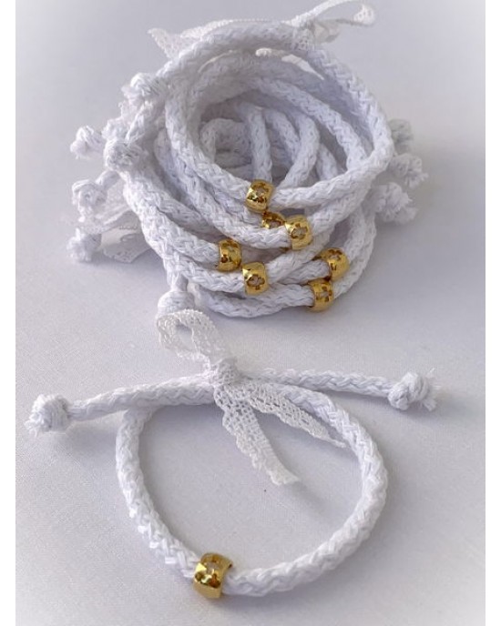 Christening martyrika for girl, bracelets made of cord bracelets with gold cross and lace Martirika