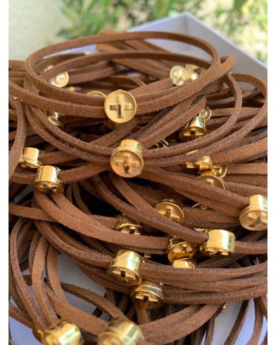 Christening martyrika for  boy or girl ,  bracelets  made of suade cord with gold cross Martirika