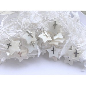 Christening martyrika, bracheletes with star, cros and lace