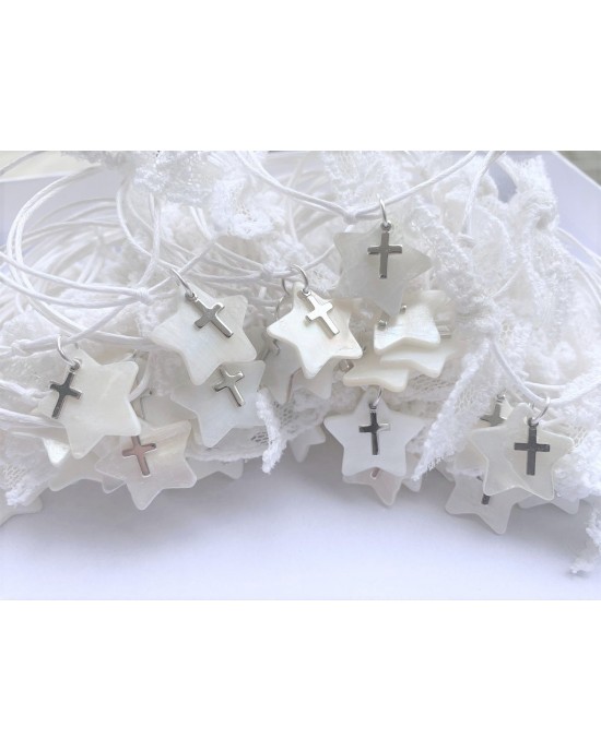 Christening martyrika, bracheletes with star, cros and lace Martirika